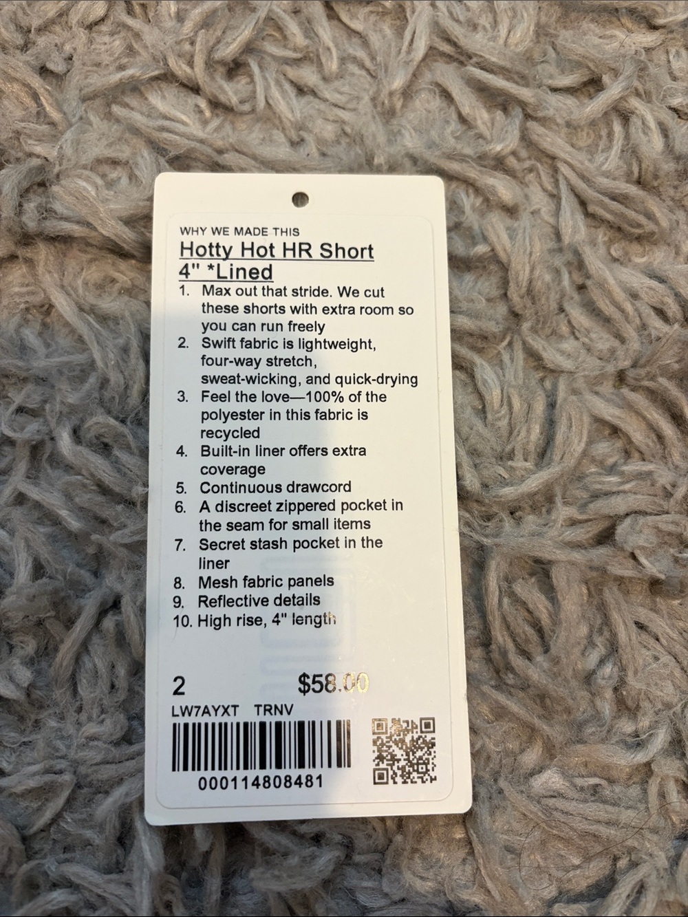 lulu-lemon Navy Hotty hot HR 4” Size 2 - Picture 3 of 3
